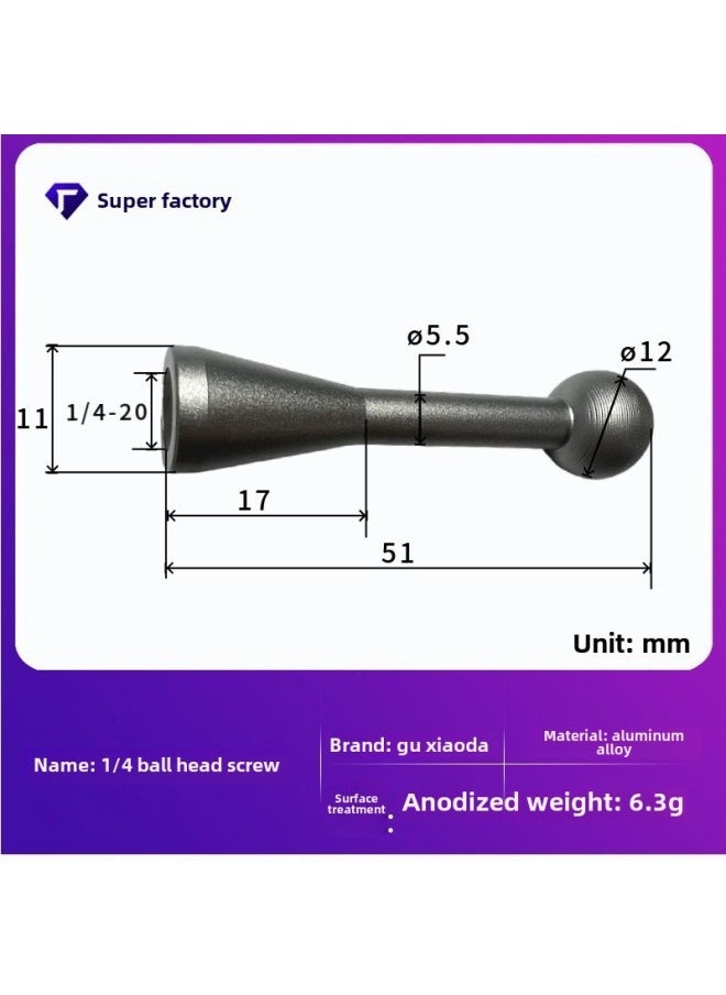 Aluminum Alloy Ball Head 25mm To 17mm Double Ball Head Connecting Rod Motorcycle Car Mobile Phone Navigation Bracket Adapter Accessories-Color:12 Ball Head Long Nut (titanium Gray) - Image 1