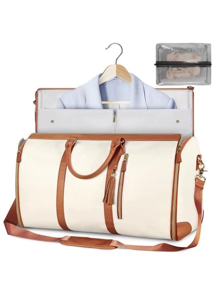 Ayeeb Travel Duffel Foldable Blazer Cover Suit Bag, Quick Pack Large Carry-on Hand Luggage,Anti-wrinkle Zip Open Waterproof Portable Garment Duffle Baggage for Business Flights Honeymoon Vacation Trip (Roman White)  - Image 1