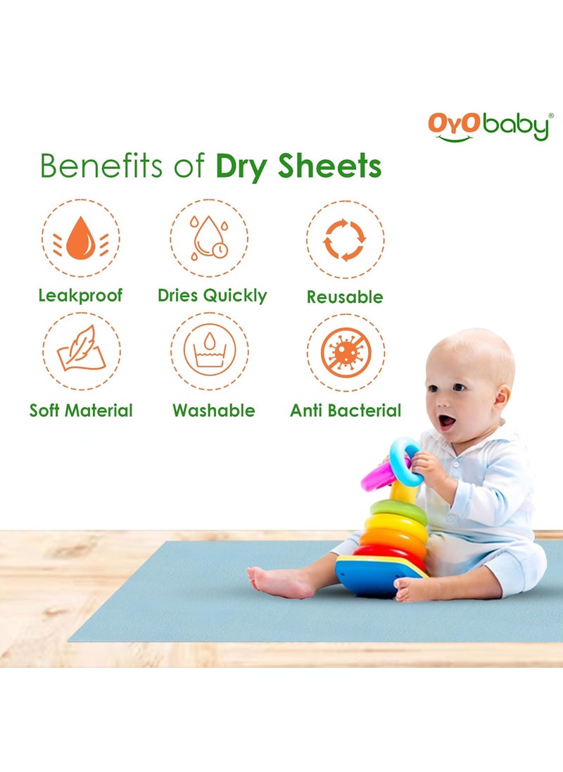 OYO BABY - OYO BABY - Baby Dry Sheet for New Born Babies | Infant Waterproof Bed Protector Sheet for Baby | Mattress Pads | Quickly Dry Super Soft, Reusable Mat (Single Bed-(72" X 36"), Blue), Polycotton - Image 1