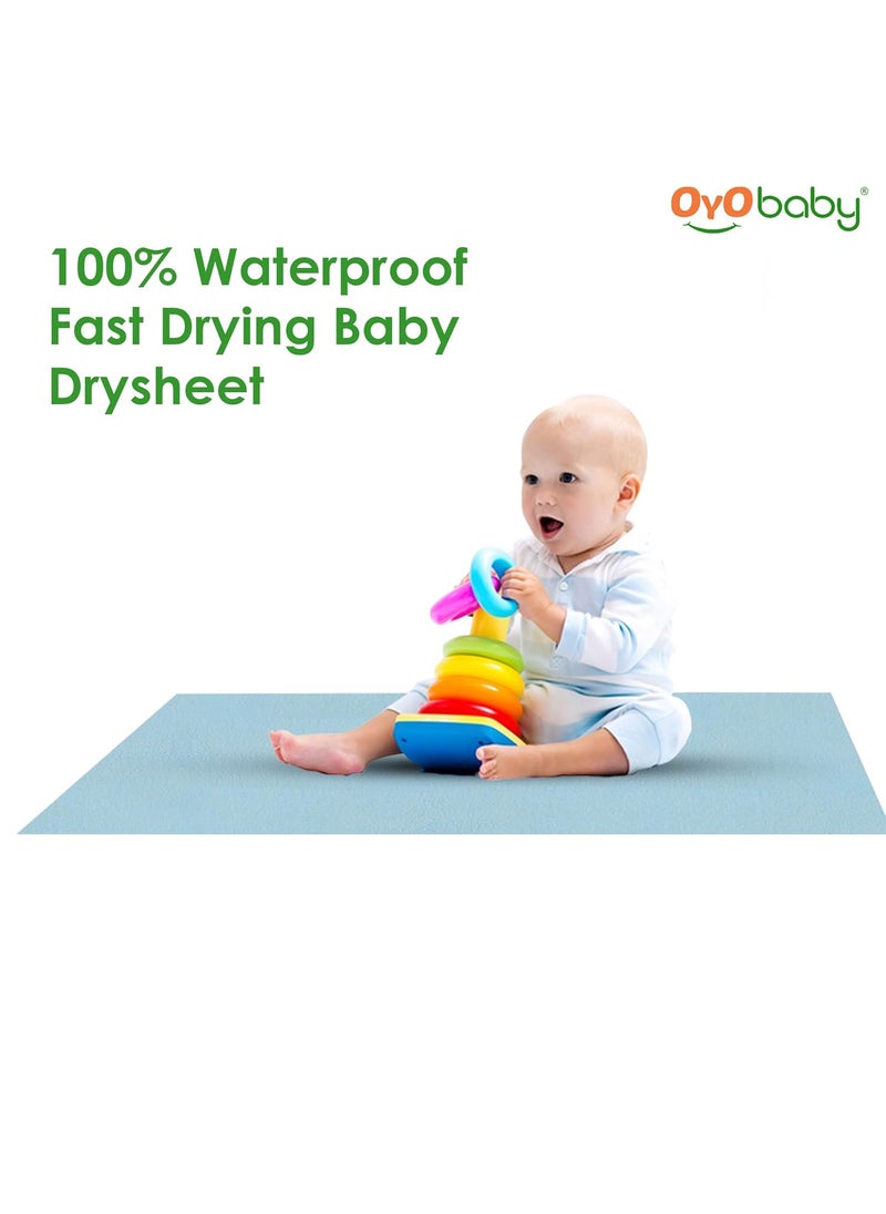 OYO BABY - OYO BABY - Baby Dry Sheet for New Born Babies | Infant Waterproof Bed Protector Sheet for Baby | Mattress Pads | Quickly Dry Super Soft, Reusable Mat (Single Bed-(72" X 36"), Blue), Polycotton - Image 1