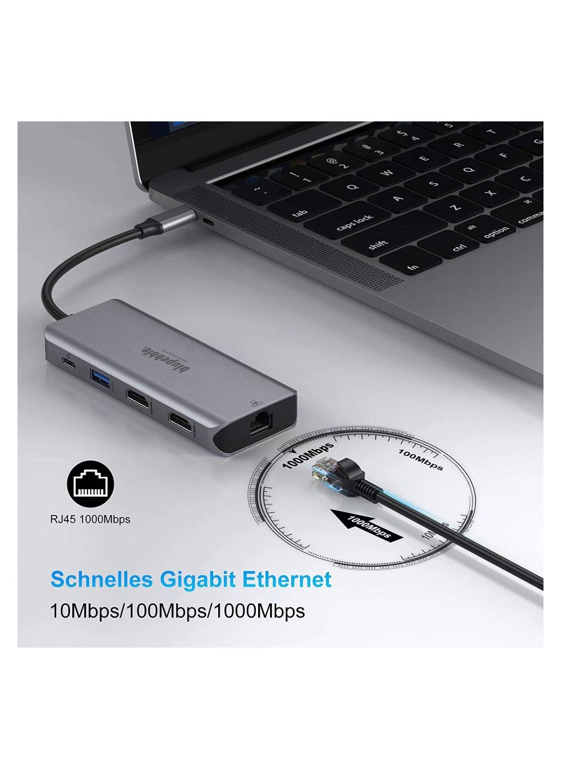 blupebble - C9 Hub Aluminum 9-in-1 Multimedia HUB 4K HDMI with Ethernet Card Reader USB-C USB-2.0 & USB 3.0 - Image 1