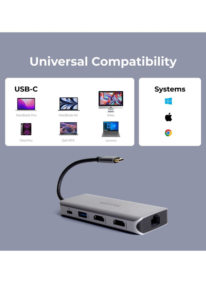 blupebble - C9 Hub Aluminum 9-in-1 Multimedia HUB 4K HDMI with Ethernet Card Reader USB-C USB-2.0 & USB 3.0 - Image 1
