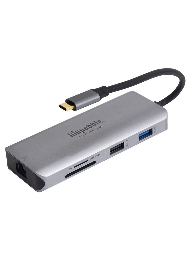 blupebble - C9 Hub Aluminum 9-in-1 Multimedia HUB 4K HDMI with Ethernet Card Reader USB-C USB-2.0 & USB 3.0 - Image 1