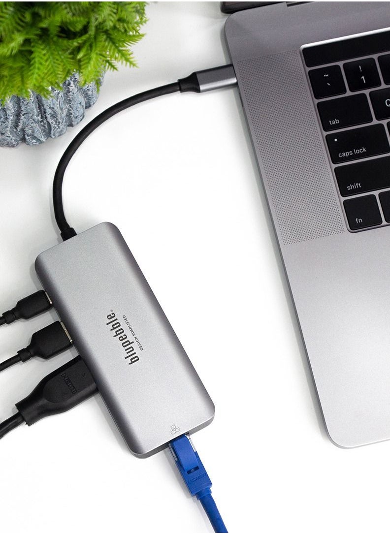 blupebble - C9 Hub Aluminum 9-in-1 Multimedia HUB 4K HDMI with Ethernet Card Reader USB-C USB-2.0 & USB 3.0 - Image 1