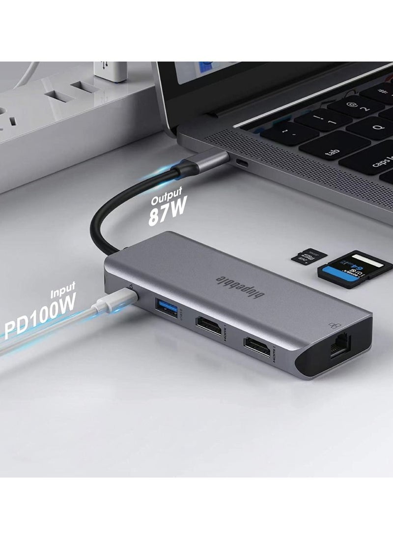 blupebble - C9 Hub Aluminum 9-in-1 Multimedia HUB 4K HDMI with Ethernet Card Reader USB-C USB-2.0 & USB 3.0 - Image 1