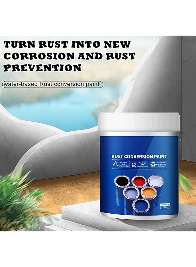 Weatherproof Rust Converter Paint For Metal, Rust Remover For Metals And Primer, Water-Based Industrial Anti-Rust Metallic Paint With Brush (Gray) - Image 2