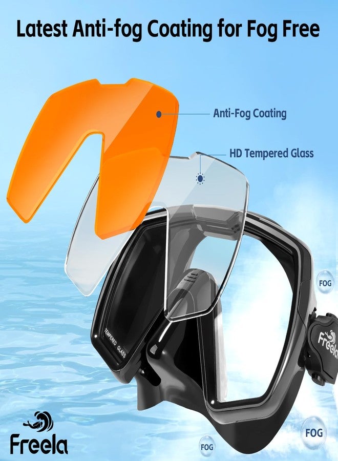 Freela Adult Snorkel Diving Mask with Nose Cover for Men Women Youth, Anti Fog Waterproof 180° Clear Wide View Mirrored Orange Lenses Great Sealing Scuba Free Diving Goggles - Image 4