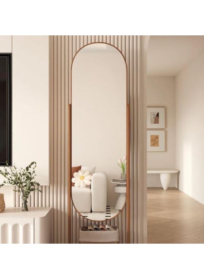 Decorhills Contemporary Scandinavian Full-Length Standing Mirror with Storage Shelf, Rectangular Glass Mirror Organizer with Plywood Frame, Multi-Purpose Storage Rack 135x40 cm - Image 5