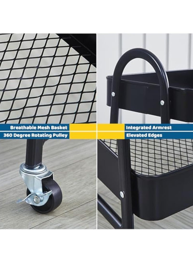 POWER Fruit Vegetable Storage Basket, Snack Cart 3 Tier Stackable Wire Storage Basket, Kitchen Rolling Rack Storage Cart for Pantry Bathroom (3 Tiers, Black) - Image 4