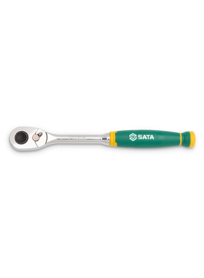 SATA ST11971G 1/4" Drive Quick-Release Teardrop Ratchet with Comfort Grip Handle (72 Teeth) - Image 1