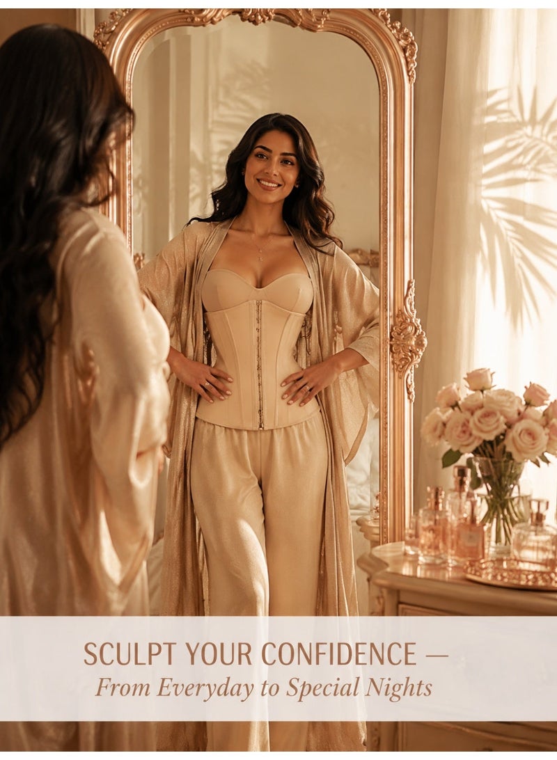 Plus-size shapewear for women – seamless waist-shaping corset, supermodel waist and goddess-inspired hourglass design, tummy-tucking and body-shaping bodysuit to help you slim and sculpt your figure, apricot - Image 5