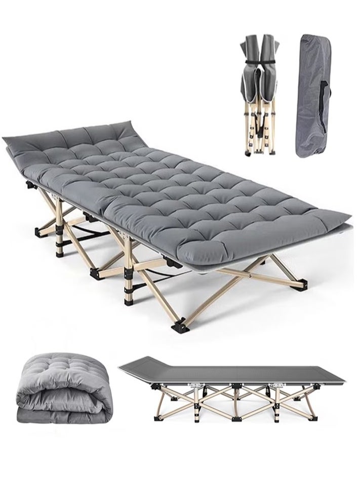 Pretocter Camping Cot Folding bed with Mattress and Portable Storage Bag,Foldable Aluminium Single Bed for Adults and kids Camping,Travel,Home,Office Rest,(Bear 180KG,74.8X27.9X14.1inch)  - Image 1