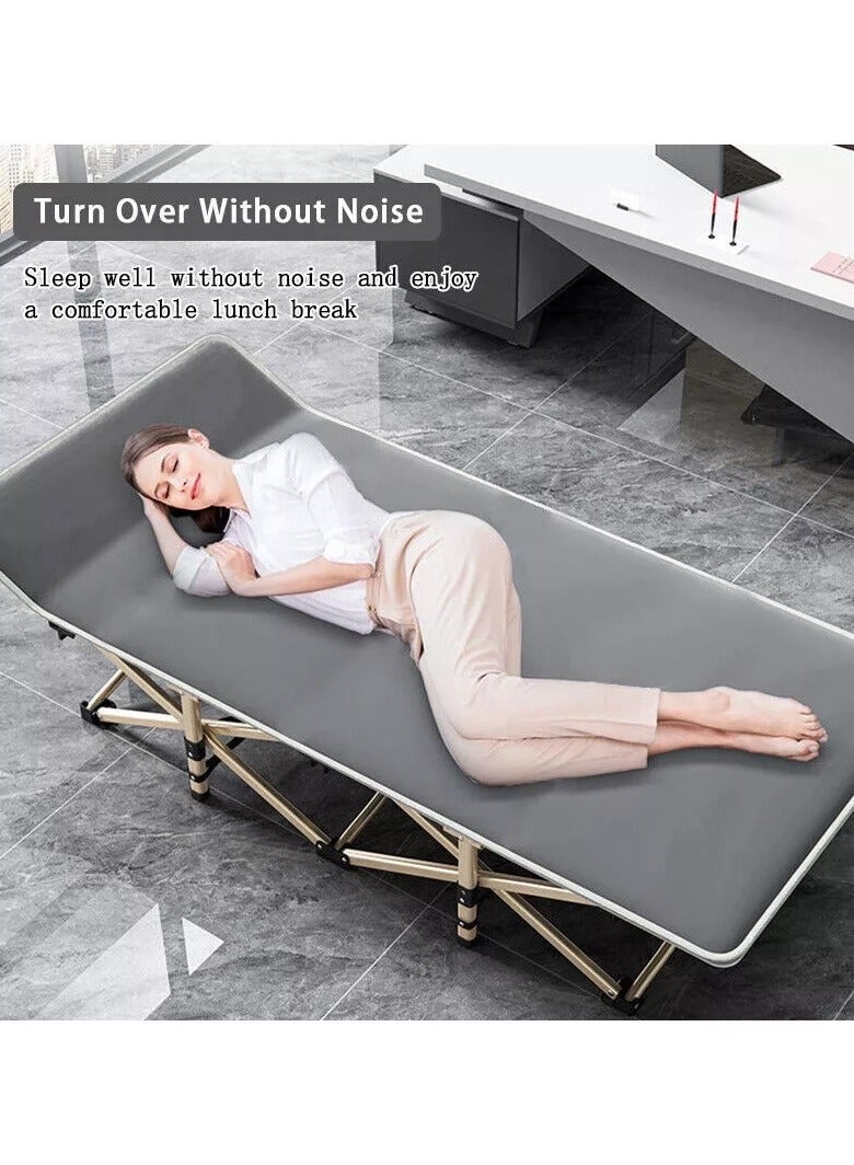 HUMJO Folding Camping Bed with Mattress Portable Single Bed for Adults Outdoor Travel Home Guest Bed Office Rest Sunbath, with Storage Bag - Image 4