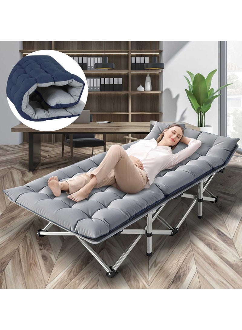 HUMJO Folding Camping Bed with Mattress Portable Single Bed for Adults Outdoor Travel Home Guest Bed Office Rest Sunbath, with Storage Bag - Image 2