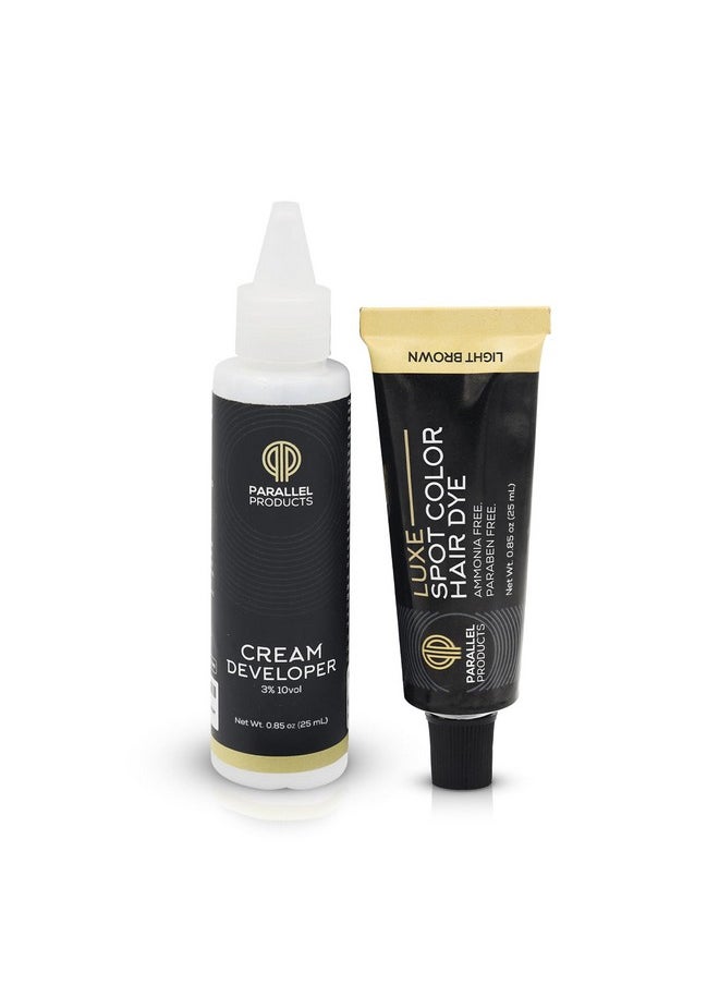 PARALLEL PRODUCTS Luxe Color (Light Brown) Cream Hair Dye 25Ml Tint For Professional Spot Coloring With Cream Developer Mixing Dish And Application Brush Covers Grey Hair Root Touch Up  - Image 2