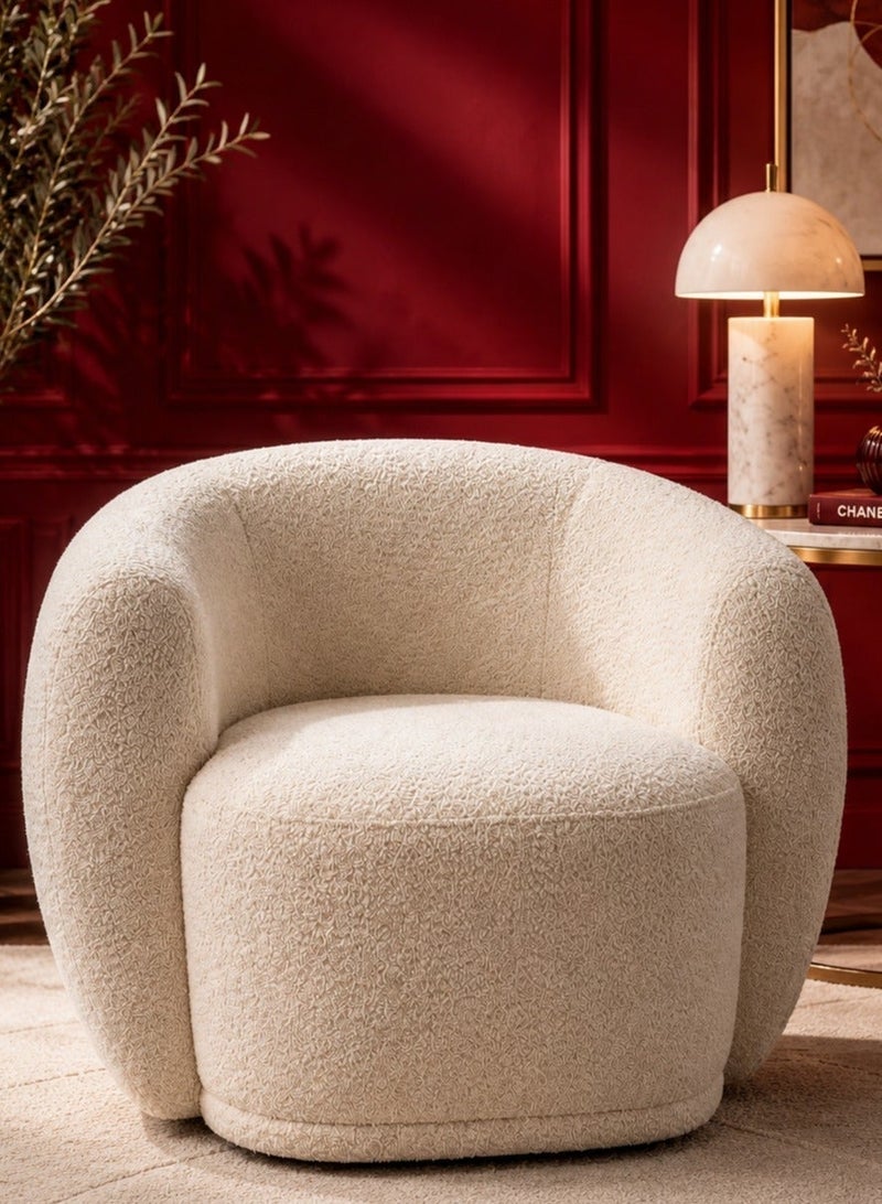 House One Chair|Bouclee And Wood Legs 99x104x75 cm - Beige - Image 4