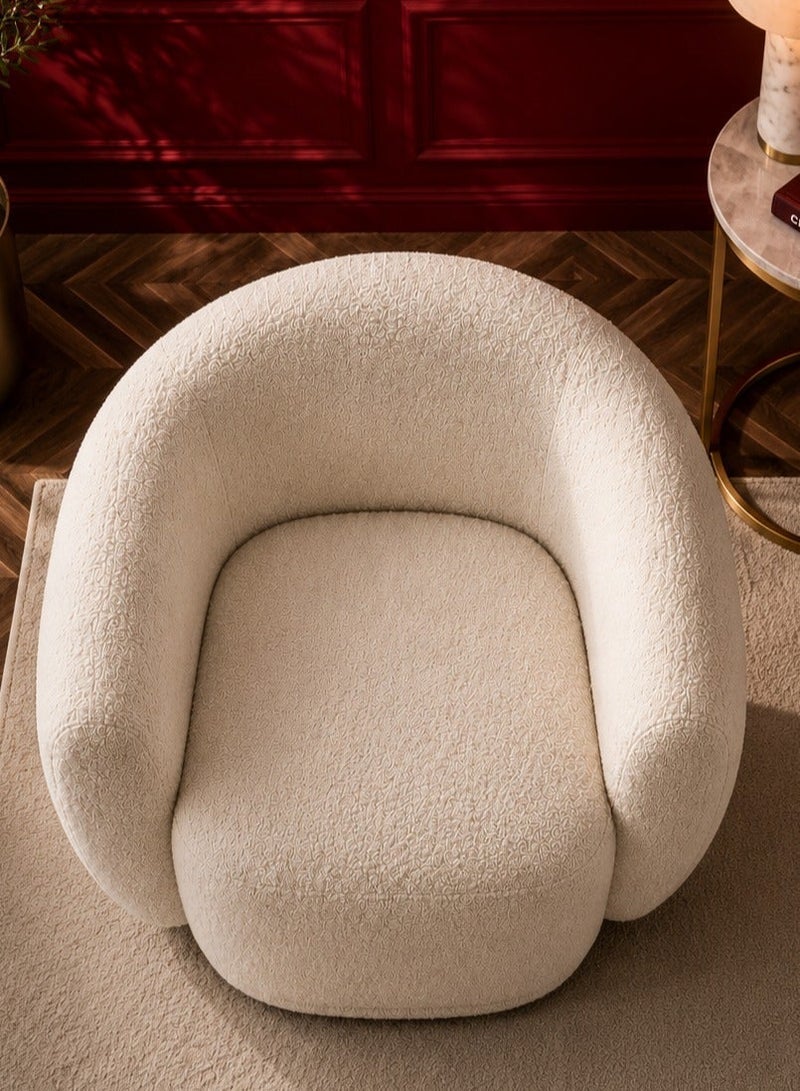 House One Chair|Bouclee And Wood Legs 99x104x75 cm - Beige - Image 3