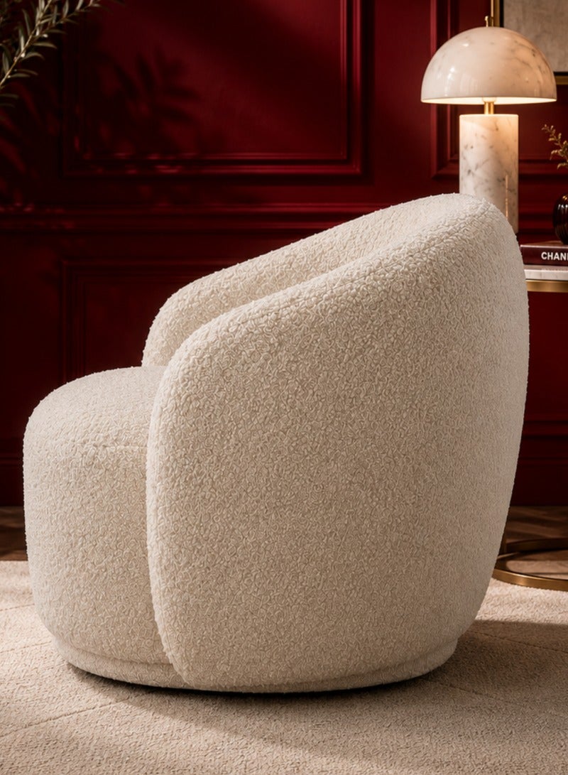 House One Chair|Bouclee And Wood Legs 99x104x75 cm - Beige - Image 2