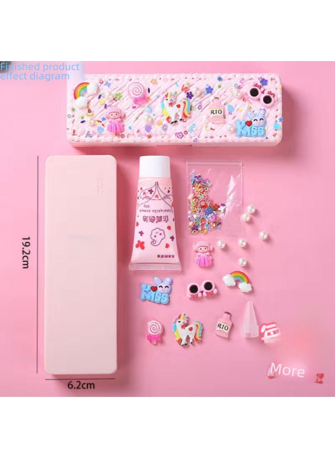 Children's Cartoon Diy Handmade Cream Glue Material Bag Stationery Box Little Girl Student's Pencil Case Gift - Image 2