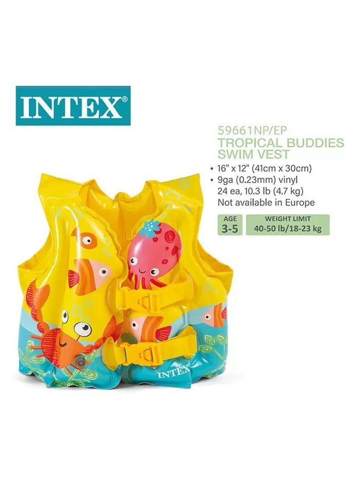 INTEX Tropical Buddies Inflatable Life Jacket 41x30cm - Image 1