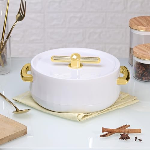 SELVEL Elegance Casserole | Advanced PU Insulation | Elegant Design Hot Pot | Hot Case Keeps Food Hot & Fresh for Hours | Serve Chapati, roti, Biryani and More (Classic White, 1700) - Image 2