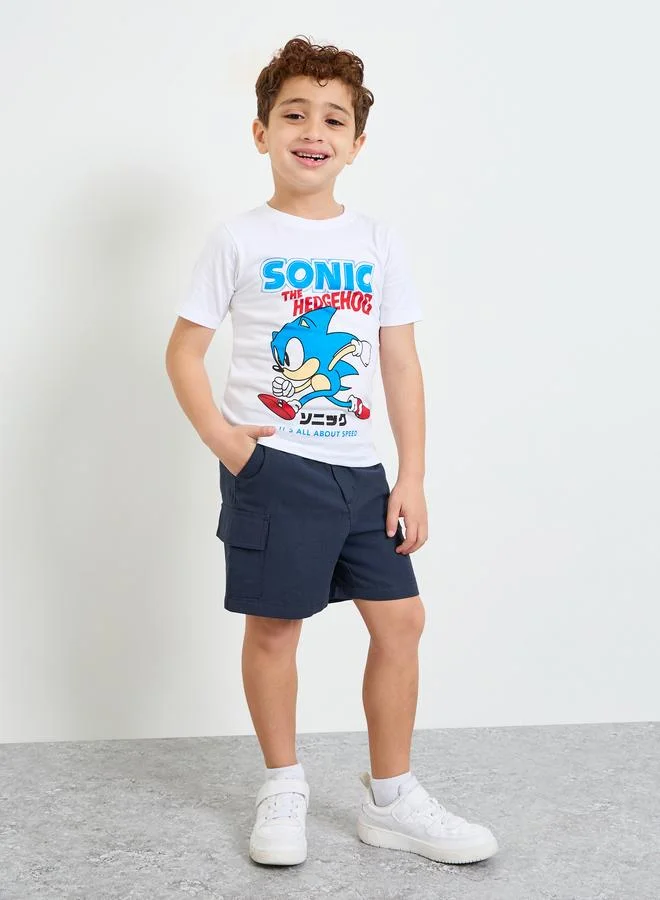 Take Two Boys Navy Blue Cotton Regular Fit Cargo Shorts