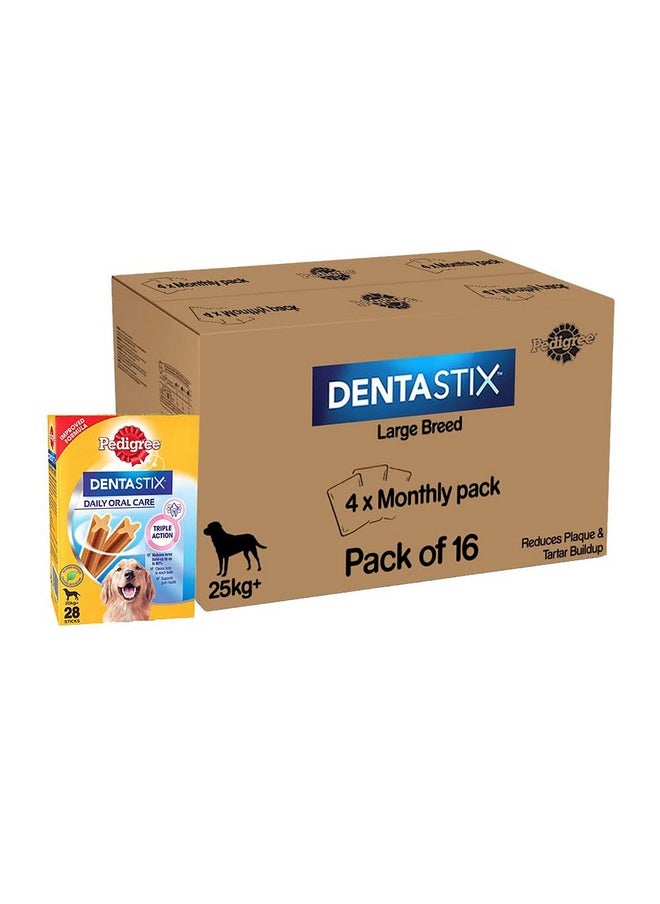Pedigree Pedigree Dentastix Oral Care Dog Treat, Adult Large Breed (25+ Kg), 4.32 Kg (Pack Of 16), Recommended By Vets, Supports Gum Health, Reduces Risk Of Gum Diseases, Stick  - Image 1
