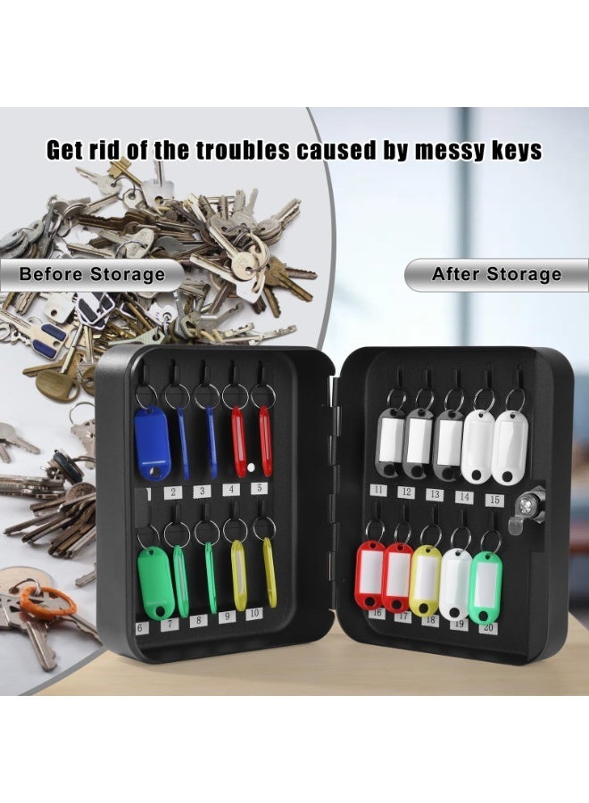 Chabeia Combination Key Cabinet, 20 Key Hooks Key Box Wall Mounted, with Code Lock Key, Cabinet Security Lock Box Locking Key Cabinet, 7.8"x6.3"x3.14" , No color labels（Black） - Image 4