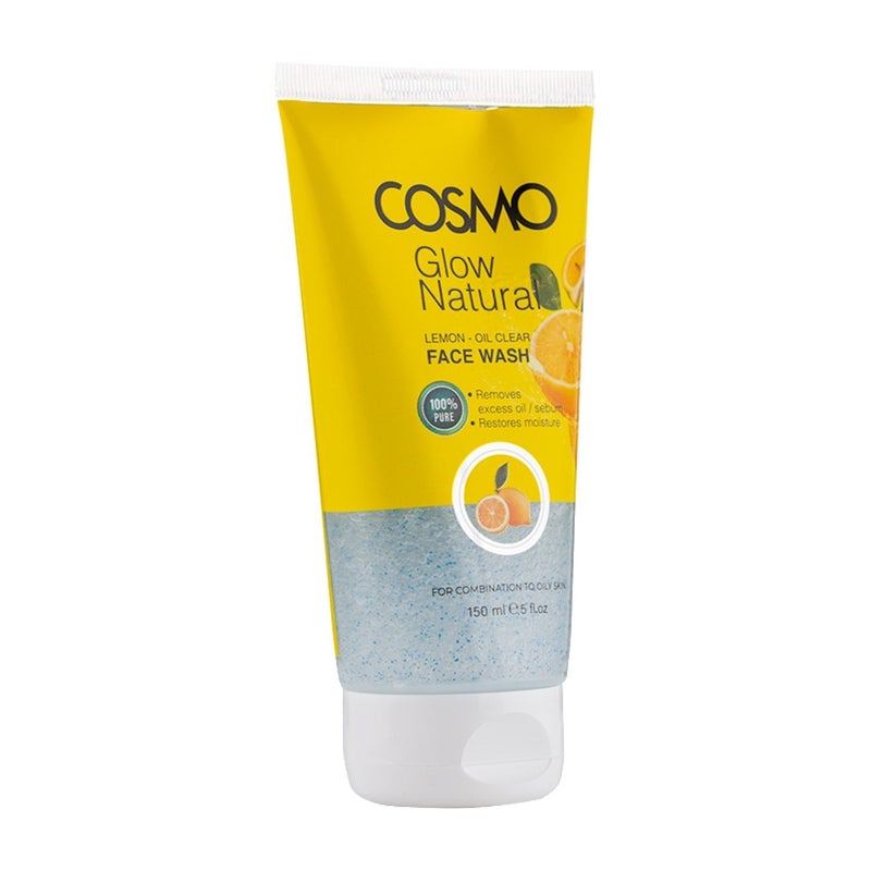 COSMO Glow Natural Lemon Oil Clear Face Wash 150ml, a Deep-pore Cleansing Wash to Clarify & Purify Skin, for All Skin Types - Image 1
