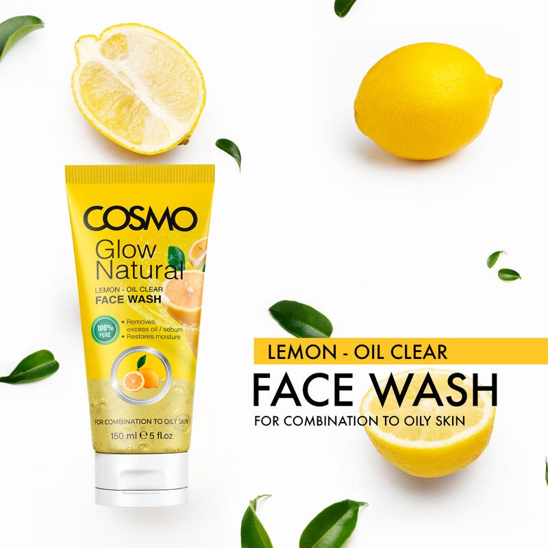 COSMO Glow Natural Lemon Oil Clear Face Wash 150ml, a Deep-pore Cleansing Wash to Clarify & Purify Skin, for All Skin Types - Image 2