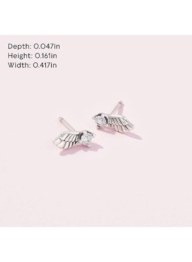 PANDORA Angel Wing Sterling Silver Stud Earrings with Clear Cubic Zirconia - Image 2