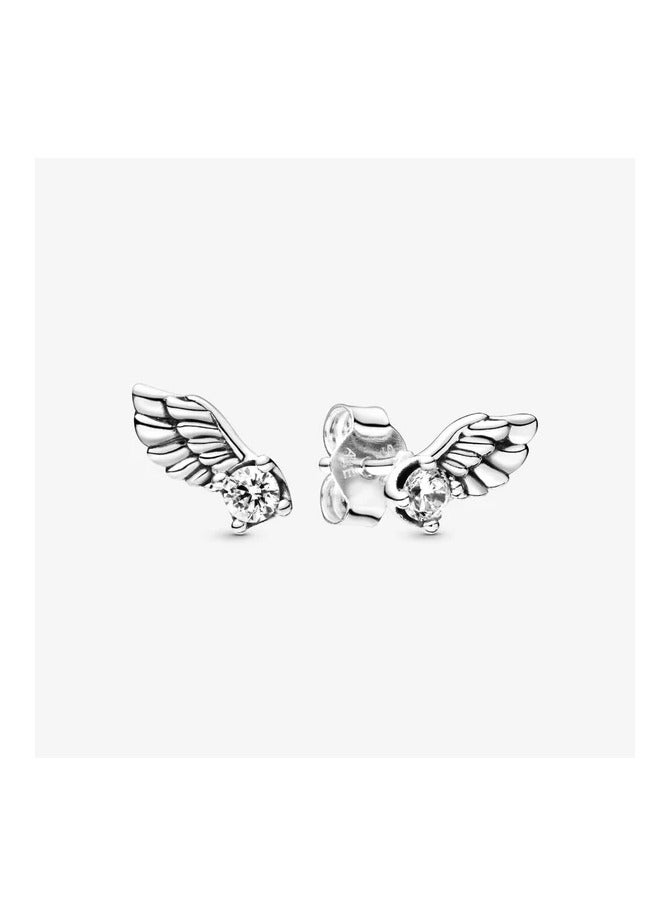 PANDORA Angel Wing Sterling Silver Stud Earrings with Clear Cubic Zirconia - Image 1