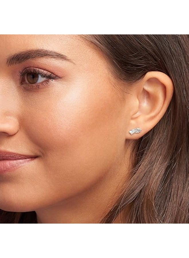 PANDORA Angel Wing Sterling Silver Stud Earrings with Clear Cubic Zirconia - Image 3