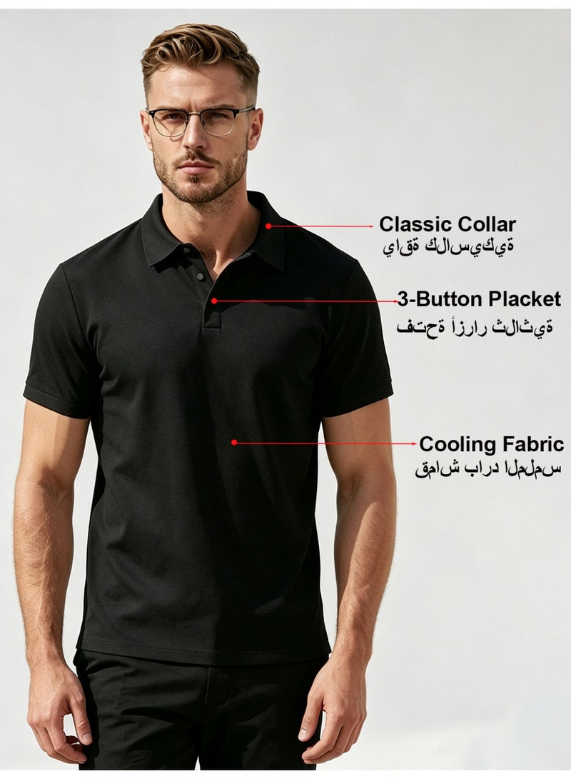 general Men's Short Sleeve Polo Shirts,Basic Golf T-Shirts for Men,Regular Fit Breathable Quick-Dry Shirt,Classic Moisture Wicking Performance Tees Summer,Athletic Running Top,Business and Casual Wear, Black - Image 2