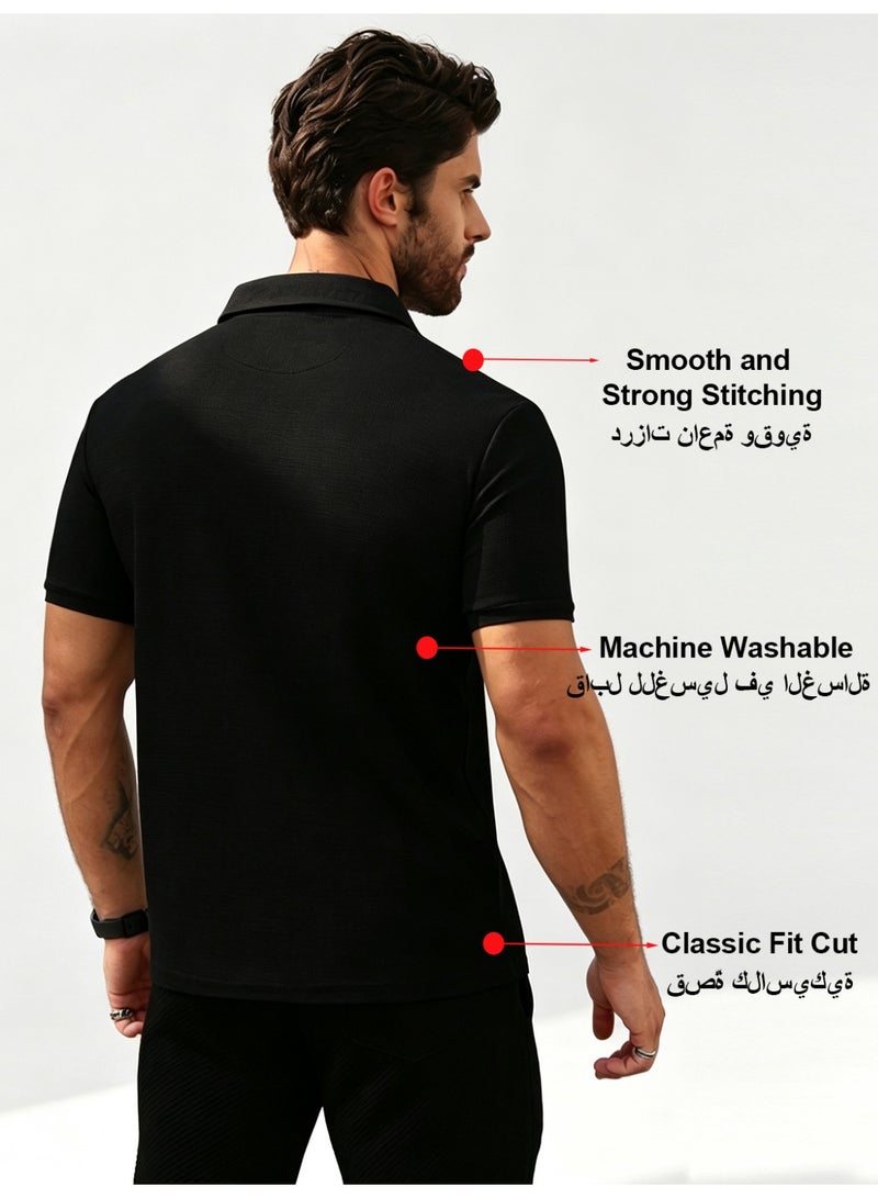 general Men's Short Sleeve Polo Shirts,Basic Golf T-Shirts for Men,Regular Fit Breathable Quick-Dry Shirt,Classic Moisture Wicking Performance Tees Summer,Athletic Running Top,Business and Casual Wear, Black - Image 3