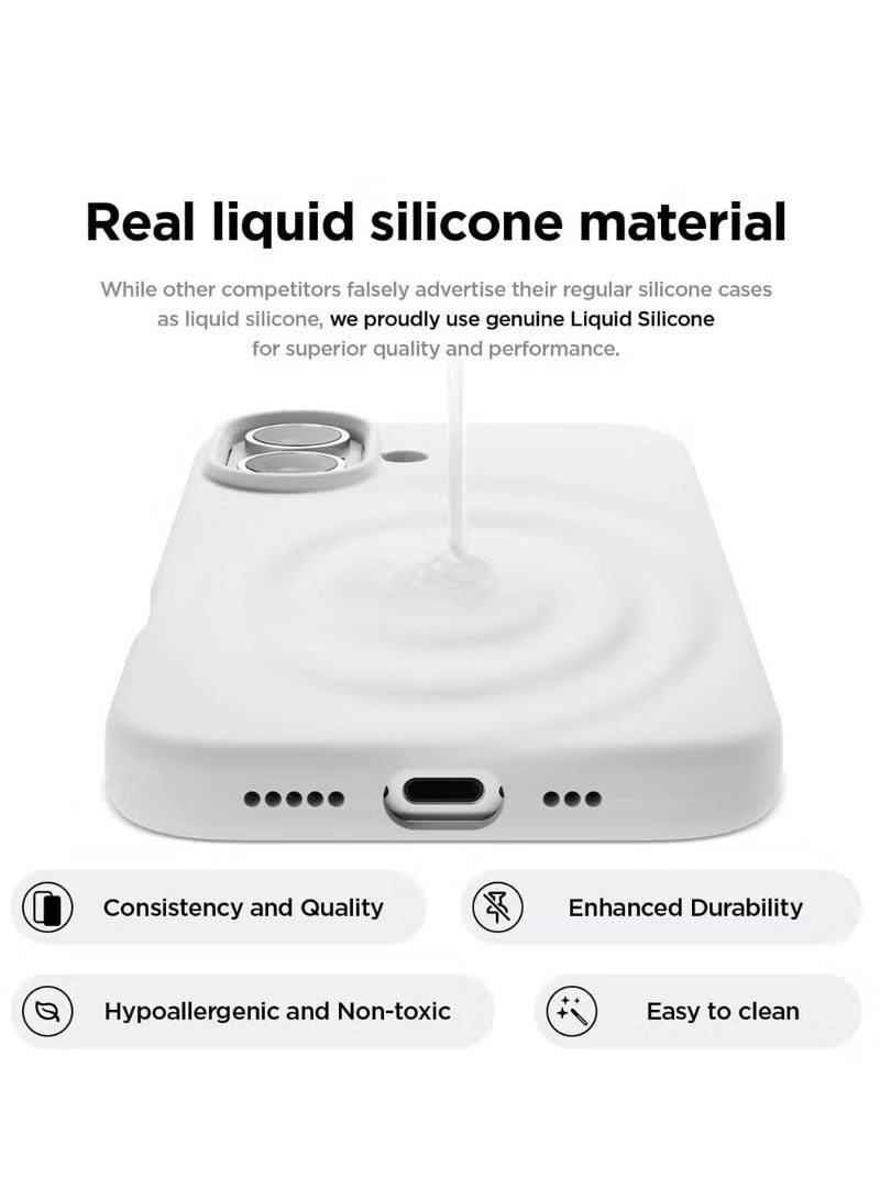 URBBKING iPhone 16 Liquid Silicone Case Cover,Full Body Protection, Shockproof, Slim, Anti-Scratch Soft Microfiber Lining,Slim Protective Back Cover with Comfortable Hold Touch Feeling and Anti-fingerprint , White - Image 5