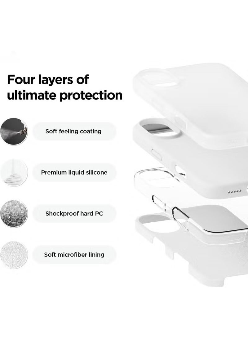 URBBKING iPhone 16 Liquid Silicone Case Cover,Full Body Protection, Shockproof, Slim, Anti-Scratch Soft Microfiber Lining,Slim Protective Back Cover with Comfortable Hold Touch Feeling and Anti-fingerprint , White - Image 2