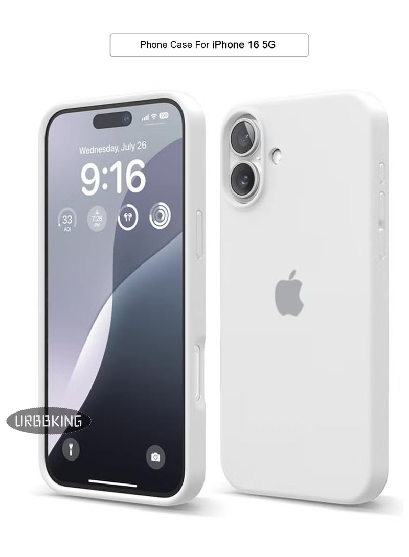 URBBKING iPhone 16 Liquid Silicone Case Cover,Full Body Protection, Shockproof, Slim, Anti-Scratch Soft Microfiber Lining,Slim Protective Back Cover with Comfortable Hold Touch Feeling and Anti-fingerprint , White - Image 1