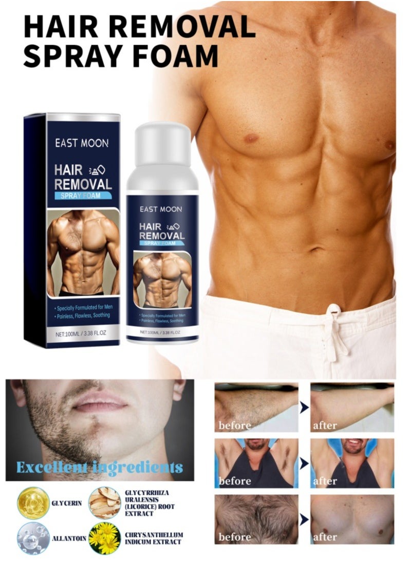 East Moon - Hair Removal Spray Foam for Men, Painless Hair Removal Spray Armpit Gentle Hair Remover Refreshing Quick Hair Removal Spray, Safe Hair Depilatory For Male Underarm, Chest, Back, Legs - Image 1