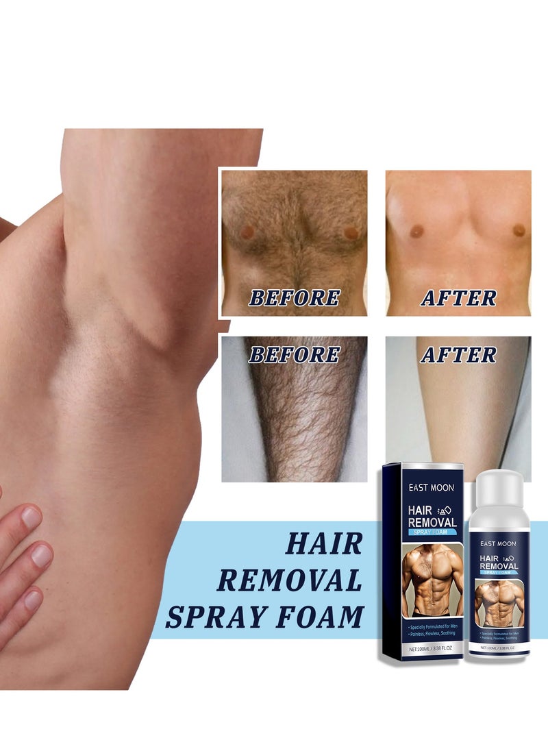 East Moon - Hair Removal Spray Foam for Men, Painless Hair Removal Spray Armpit Gentle Hair Remover Refreshing Quick Hair Removal Spray, Safe Hair Depilatory For Male Underarm, Chest, Back, Legs - Image 1