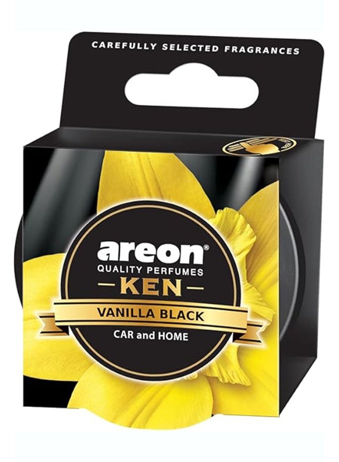 Areon Ken Car Air Freshener – Vanilla Black Scent, Long Lasting Perfume for Car, Home & Office - Image 1