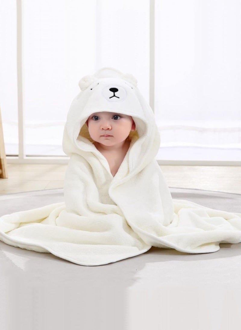 NIBEMINENT Baby Bath Towels with Hood for Toddler Infant Newborn,Baby Hooded Towel, Soft Towel Bathtub Newborn,(White) - Image 1