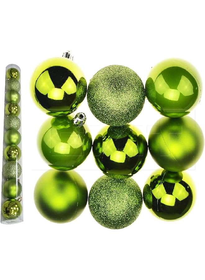 The Bros Christmas Ball Ornaments 6CM Ball- Set of 10, Xmas Tree Baubles, Holiday Decorations for Home, Party, and Tree, Color-Lime-Green - Image 1