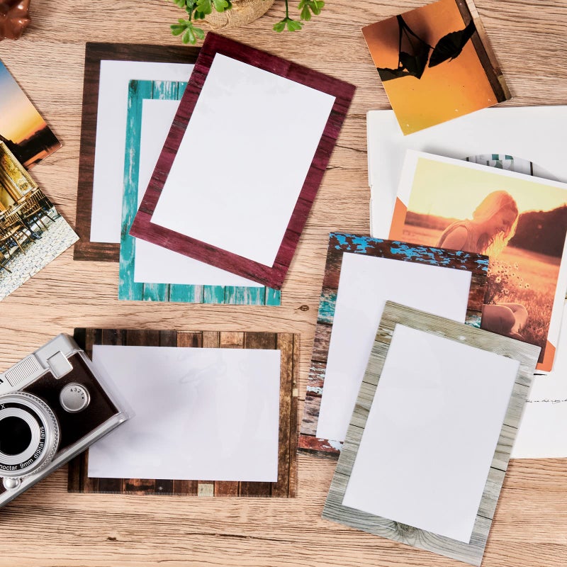 Tatuo 6 Pack 5x7 Magnetic Picture Frames Rustic Distressed Farmhouse Wood Pattern Fridge Picture Frame Magnets for Christmas Refrigerator Locker Home Classroom Office - Image 5