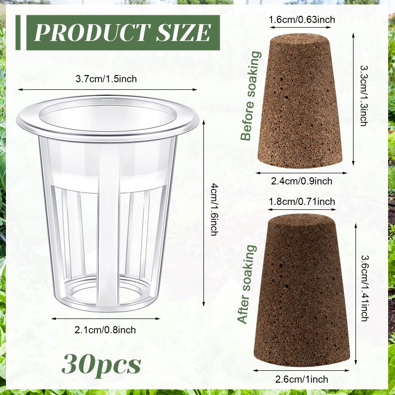Jutom 60 Pieces Hydroponic Seed Grow Sponges Pod Kit for Indoor and Outdoor Use - Image 2