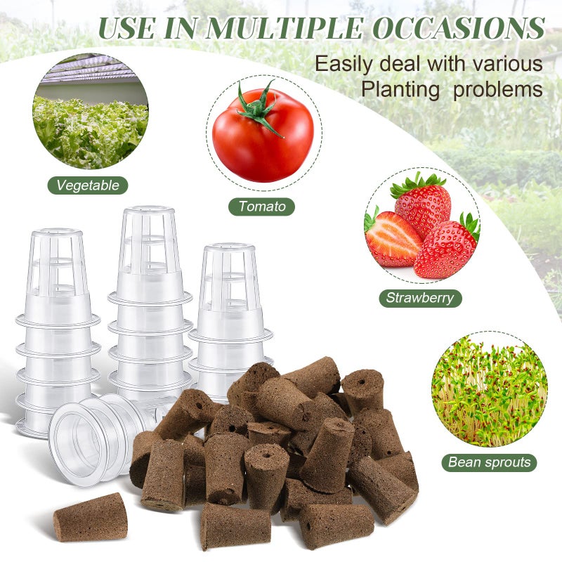 Jutom 60 Pieces Hydroponic Seed Grow Sponges Pod Kit for Indoor and Outdoor Use - Image 4