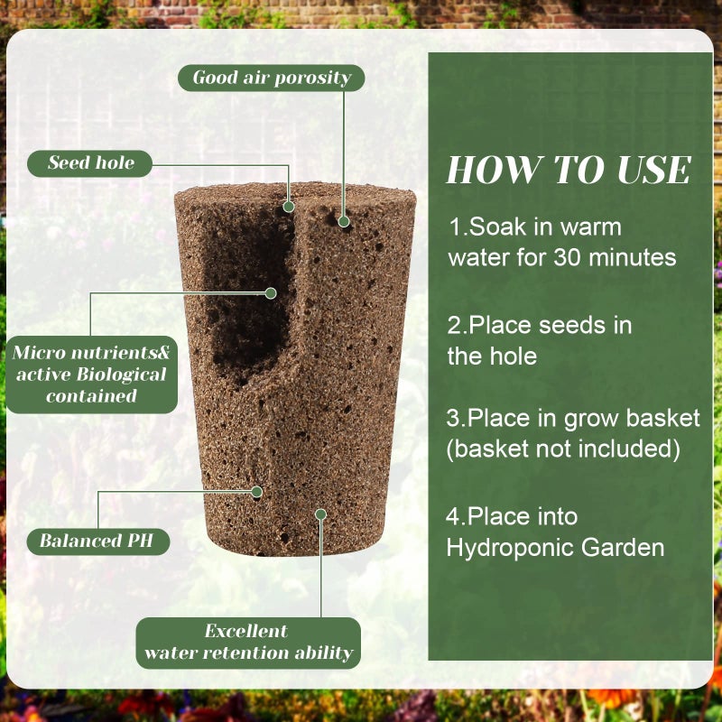 Jutom 60 Pieces Hydroponic Seed Grow Sponges Pod Kit for Indoor and Outdoor Use - Image 3