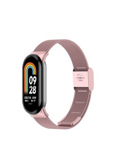 Replacement Strap For Xiaomi Mi Band 8 Milanese Buckle Metal Watch Band Rose Pink