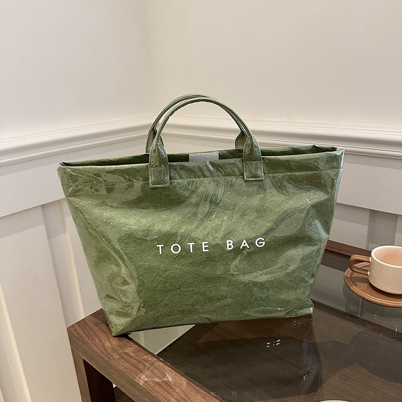 Fashion Vintage Dupont Paper Bag Women'S Commuter Large Capacity Kraft Paper Handbag Shopping Bag Bag Trendy - Image 1