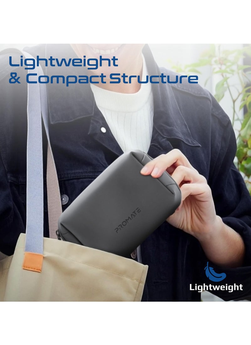 PROMATE - Promate Mini Tech Organizer Pouch with Multiple Compartments, Durable Waterproof PU Material, Lightweight Compact Design - Image 1